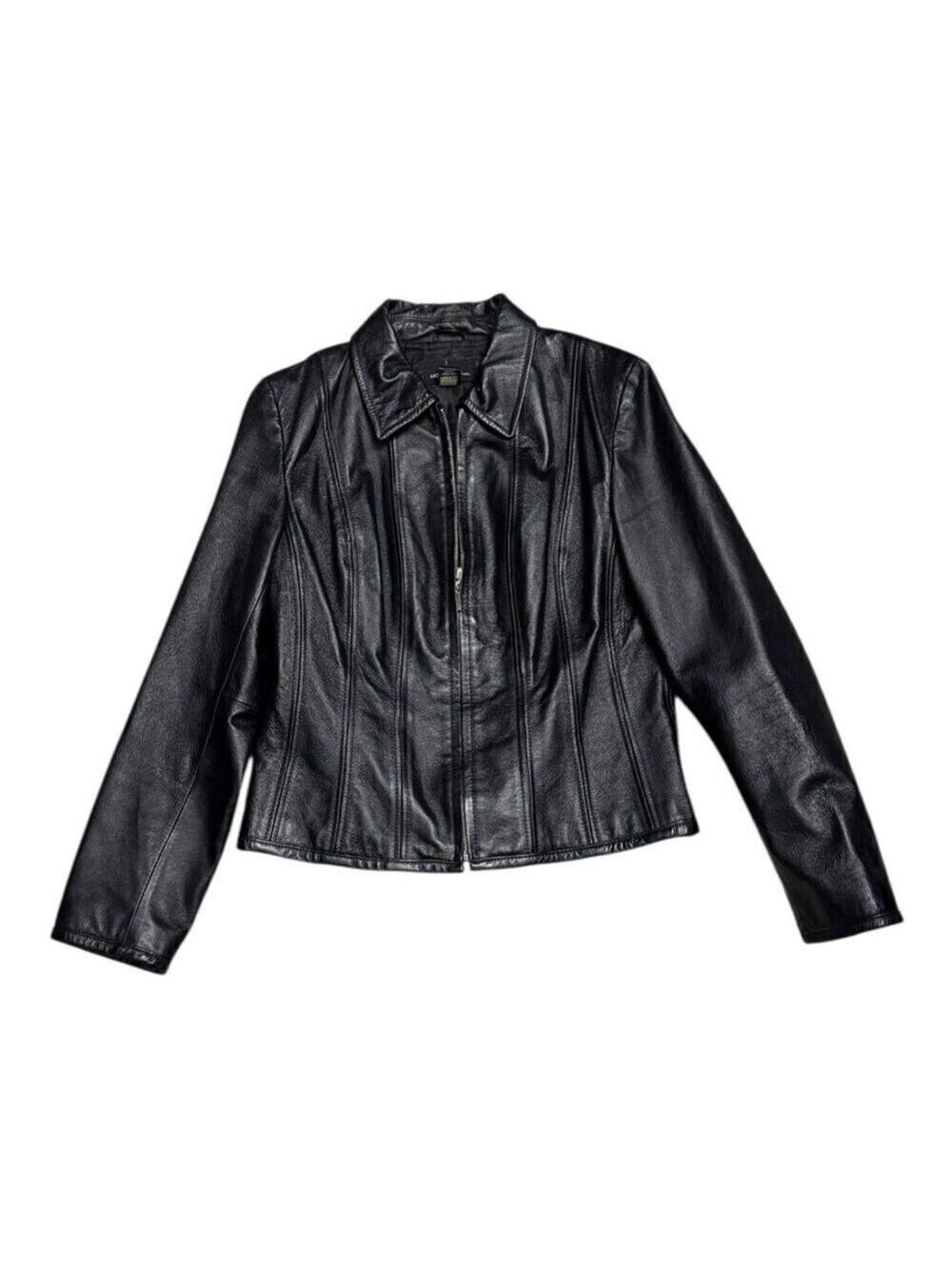 MODA Genuine Leather Vintage Y2K Black leather Casual Jacket Womens Medium